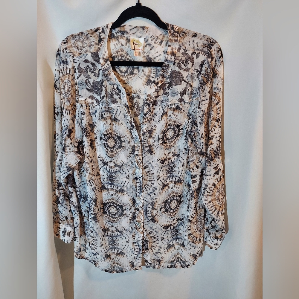 Fig and Flower Black and Brown Floral Blouse